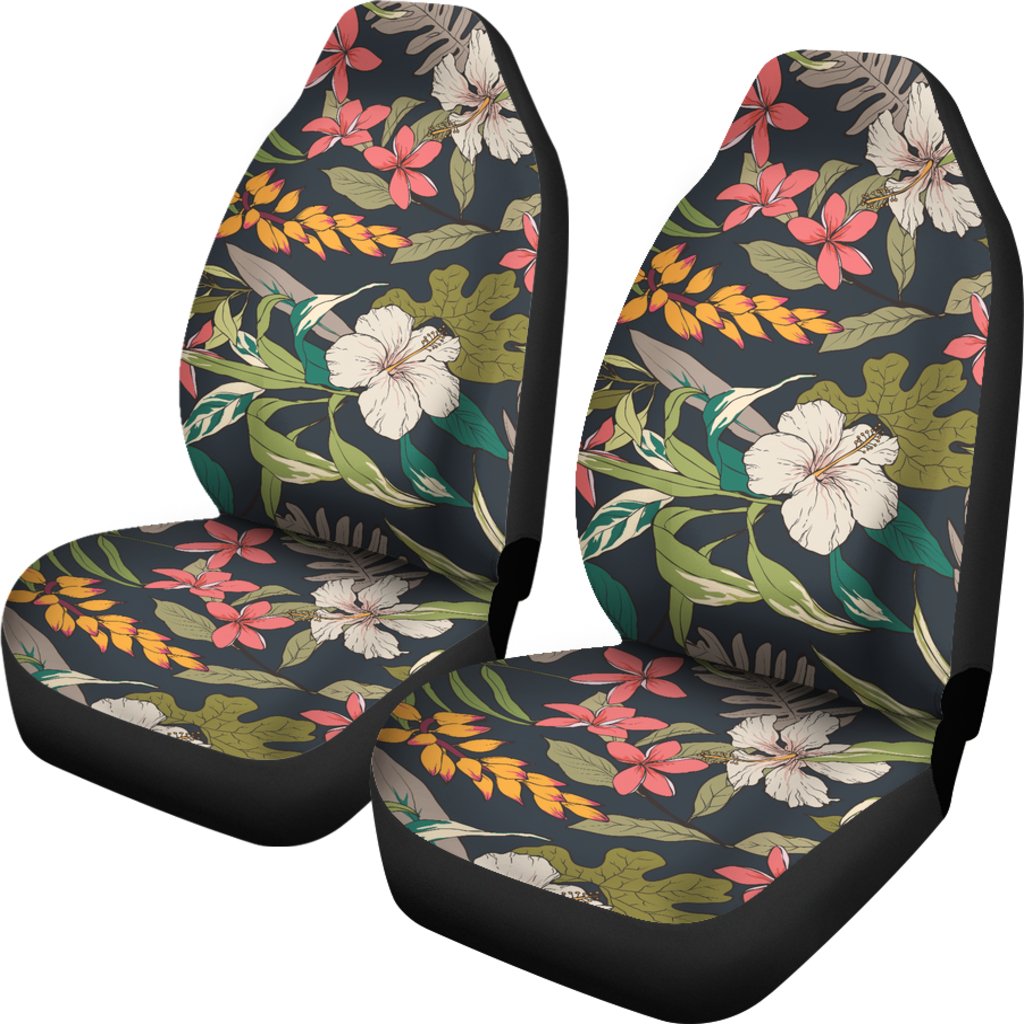 Hawaii Hibiscus Pattern Car Seat Covers 05 Universal Fit White - Polynesian Pride