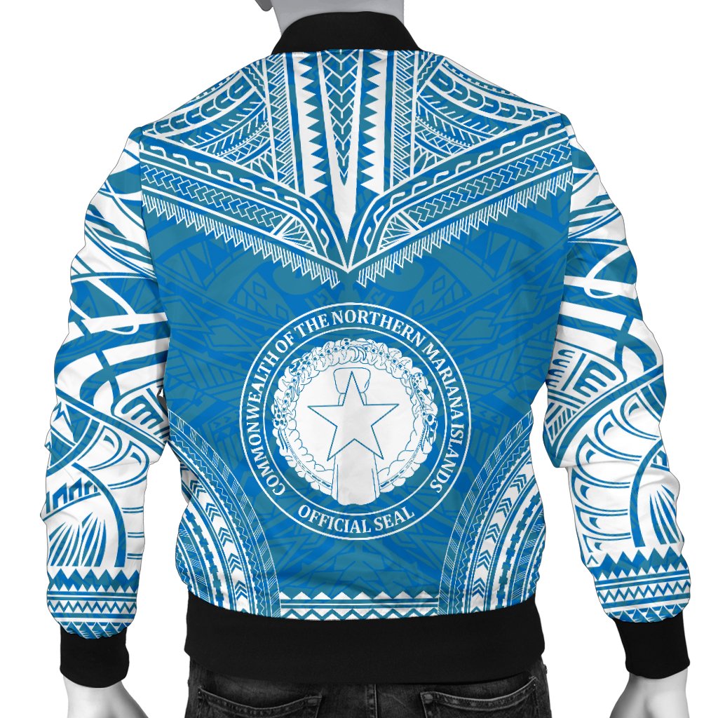 Northern Mariana Islands Flag Polynesian Chief Men's Bomber Jacket - Polynesian Pride