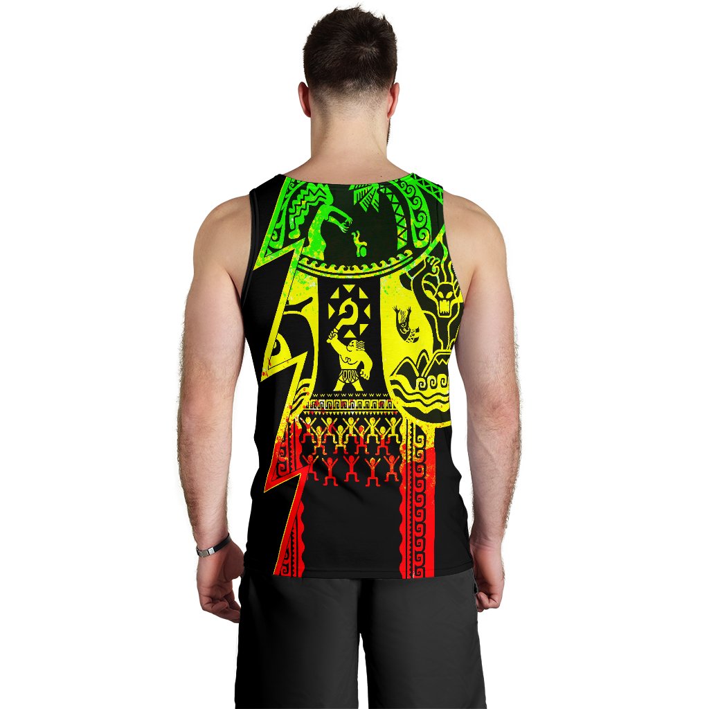(Custom Personalised Text) Samoa Men Tank Tops - Samoa Coat Of Arm Reggae - Polynesian Pride