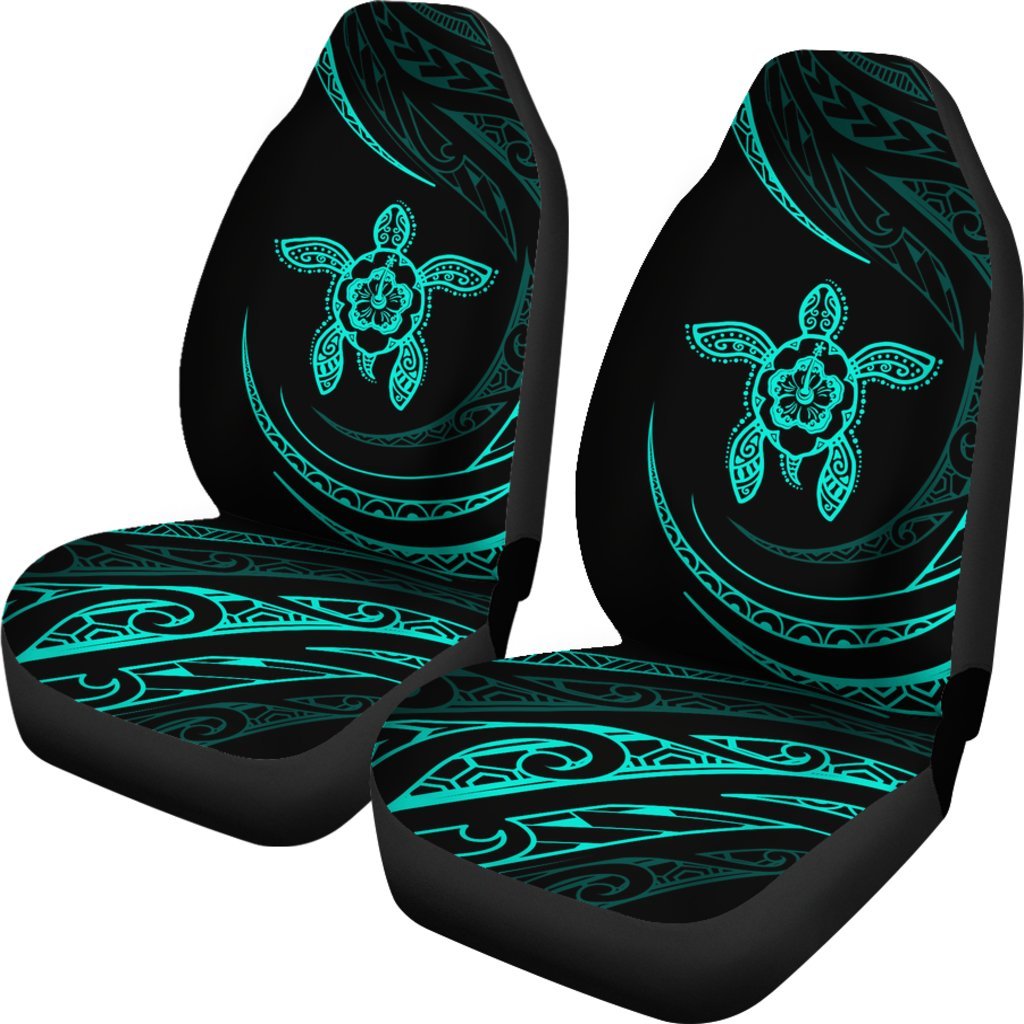 Hawaii Hawaii Turtle Hibiscus Car Seat Covers - Turquoise - Frida Style Universal Fit Turquoise - Polynesian Pride