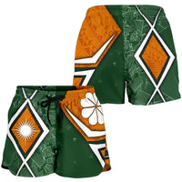 Marshall Islands Women's Shorts - Kwajalein Atoll Marshall Islands Flag with Polynesian Patterns - Polynesian Pride