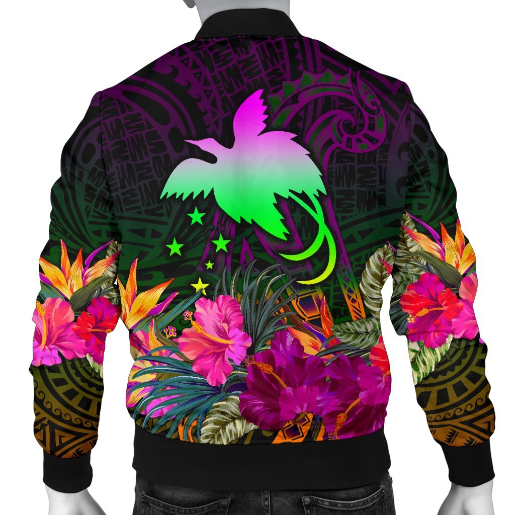 Papua New Guinea Personalised Men's Bomber Jacket - Summer Hibiscus - Polynesian Pride
