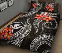 Polynesian Hawaii Quilt Bed Set - Black Plumeria - Polynesian Pride