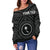 Chuuk Custom Personalised Women's Off Shoulder Sweater - Chuuk Seal With Polynesian Tattoo Style ( Black) - Polynesian Pride
