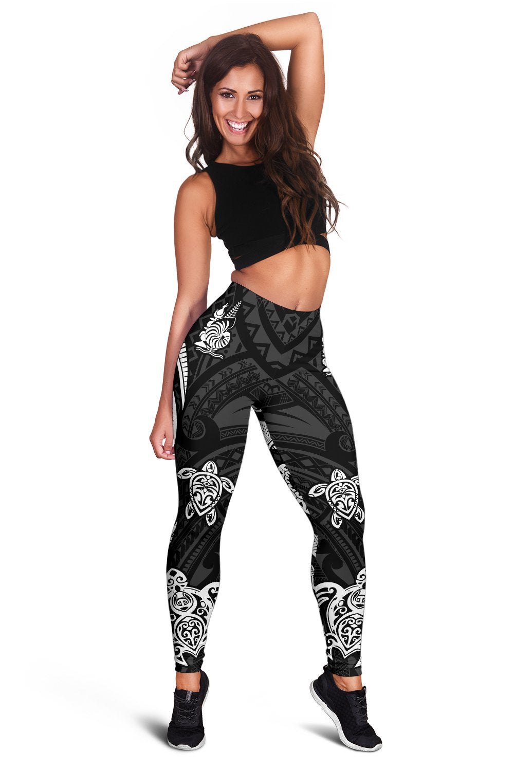 New Caledonia Women's Leggings - White Tentacle Turtle White - Polynesian Pride