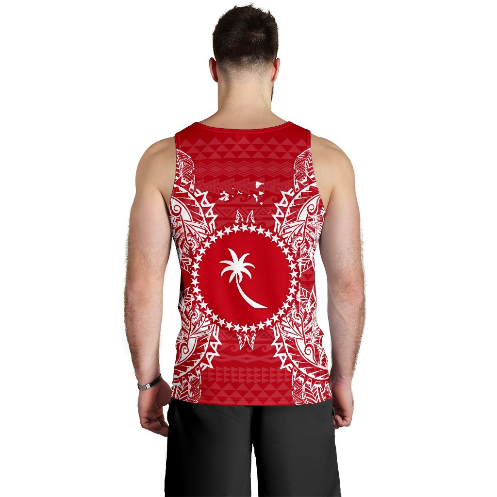 Chuuk Polynesian Men Tank Top Map Red White - Polynesian Pride