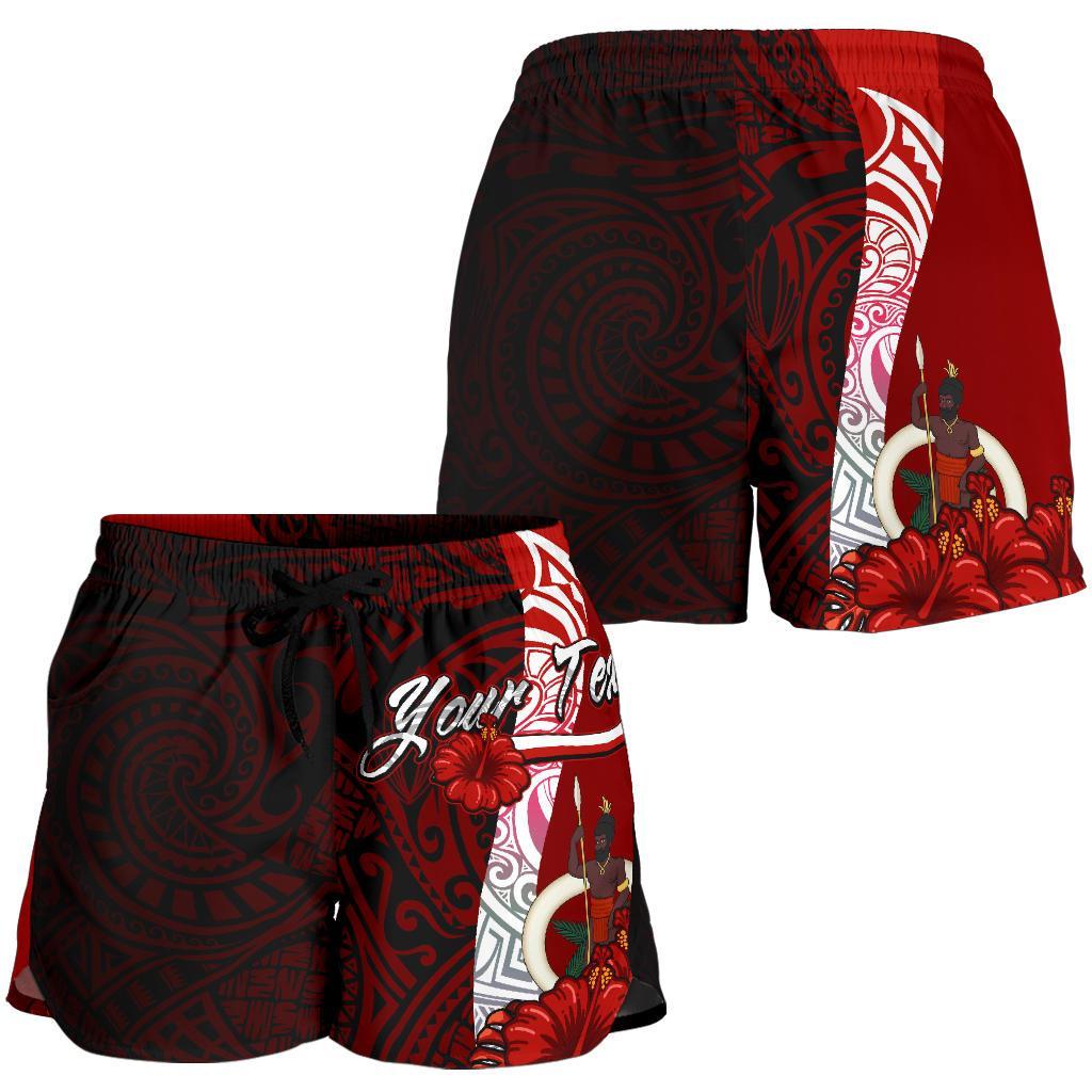 Vanuatu Polynesian Custom Personalised Women's Shorts - Coat Of Arm With Hibiscus - Polynesian Pride