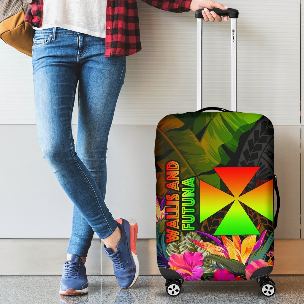 Wallis and Futuna Polynesian Luggage Covers - Hibiscus and Banana Leaves Reggae - Polynesian Pride
