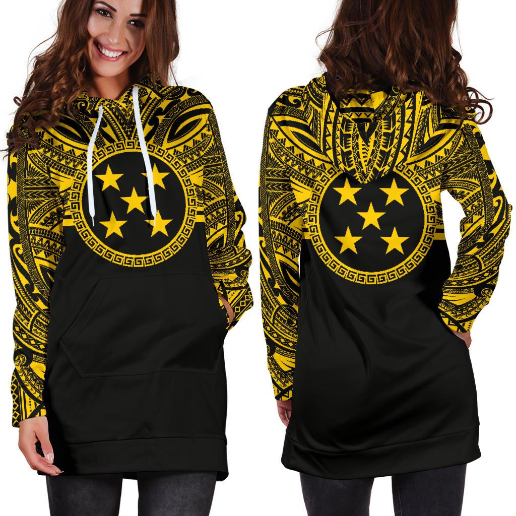 Gambier Islands Women Hoodie Dress - Gambier Islands Coat Of Arms Polynesian Gold Black - Polynesian Pride