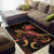 Samoa Polynesian Area Rugs - Turtle With Blooming Hibiscus Gold - Polynesian Pride