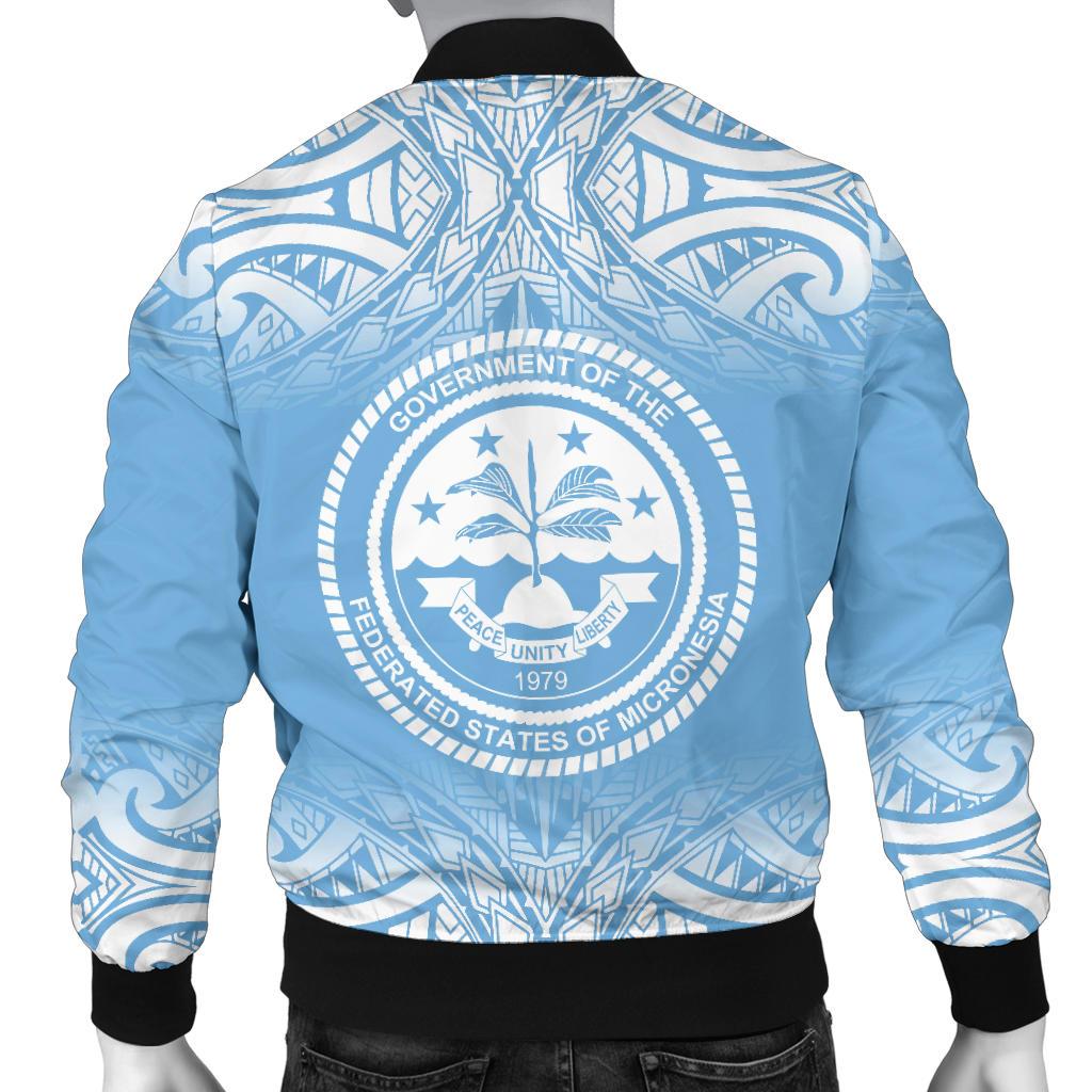 Federated States of Micronesia Men's Bomber Jacket - Fog Blue Style - Polynesian Pride