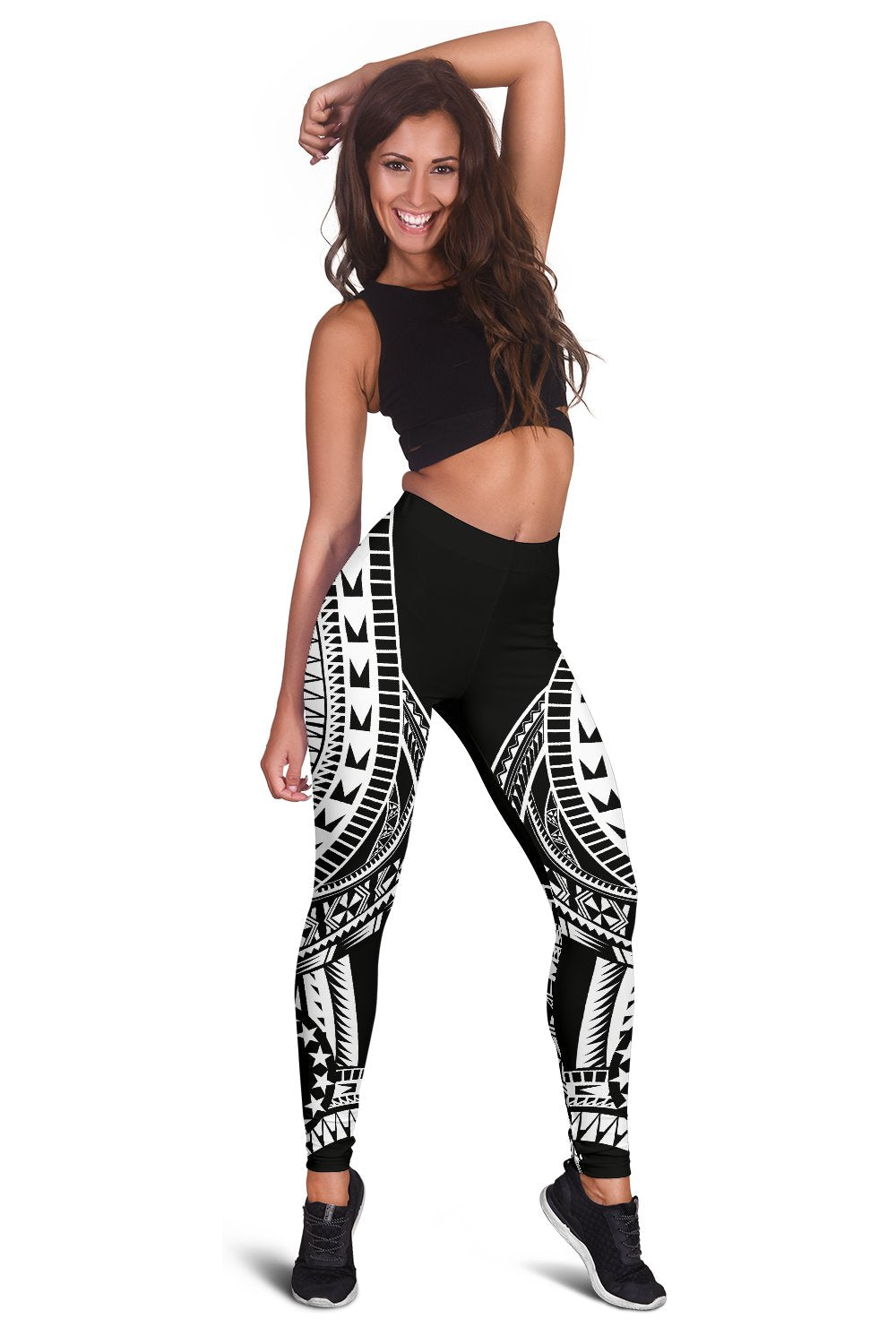 Cook Islands Women Leggings Polynesian Pattern Black - Polynesian Pride