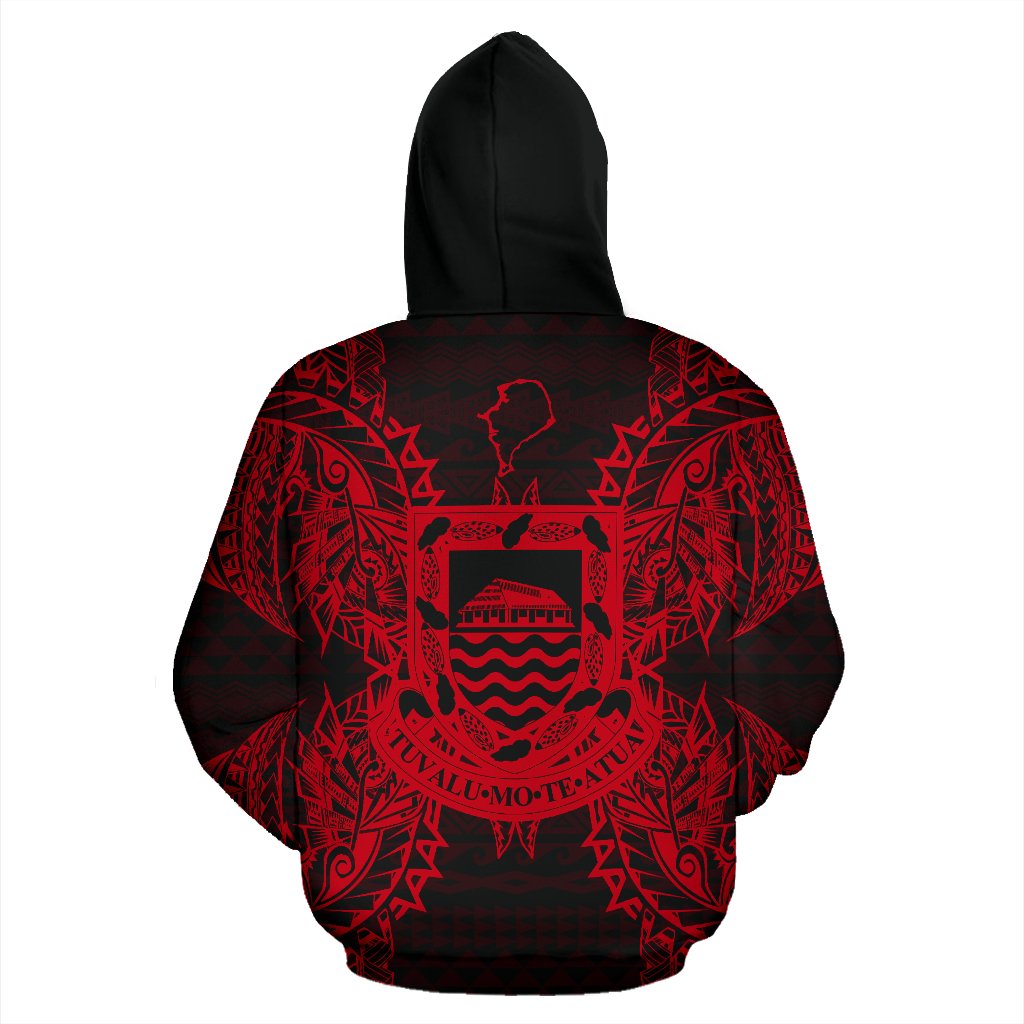 Tuvalu Polynesian All Over Zip up Hoodie Map Red - Polynesian Pride