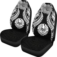 Tahiti Polynesian Car Seat Covers Pride Seal And Hibiscus Black - Polynesian Pride