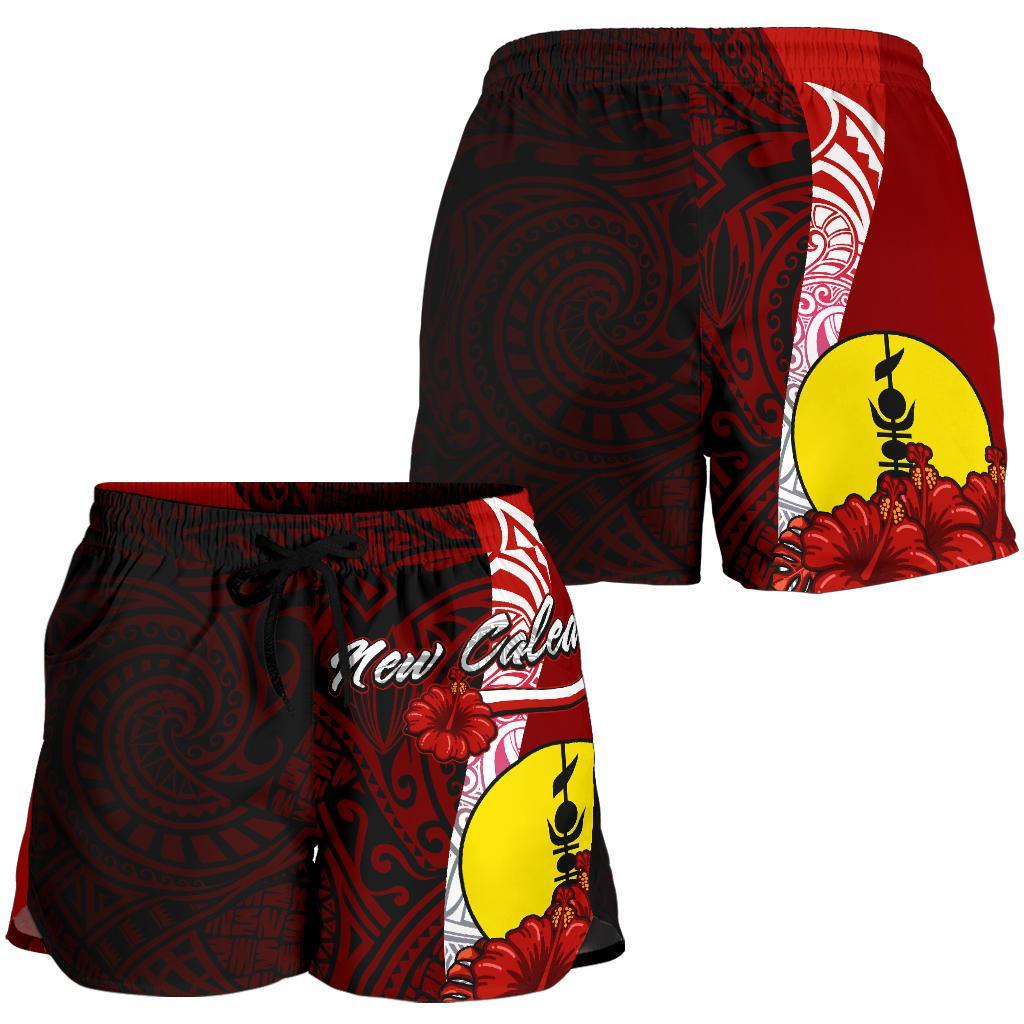 New Caledonia Polynesian Women's Shorts - Coat Of Arm With Hibiscus - Polynesian Pride