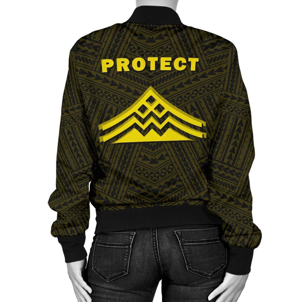 Hawaii Mauna Kea Polynesian Women's Bomber Jacket Yellow - Polynesian Pride