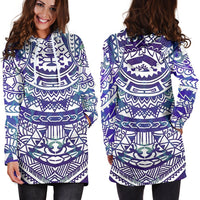 Polynesian Tribal Hoodie Dress Blue - Polynesian Pride