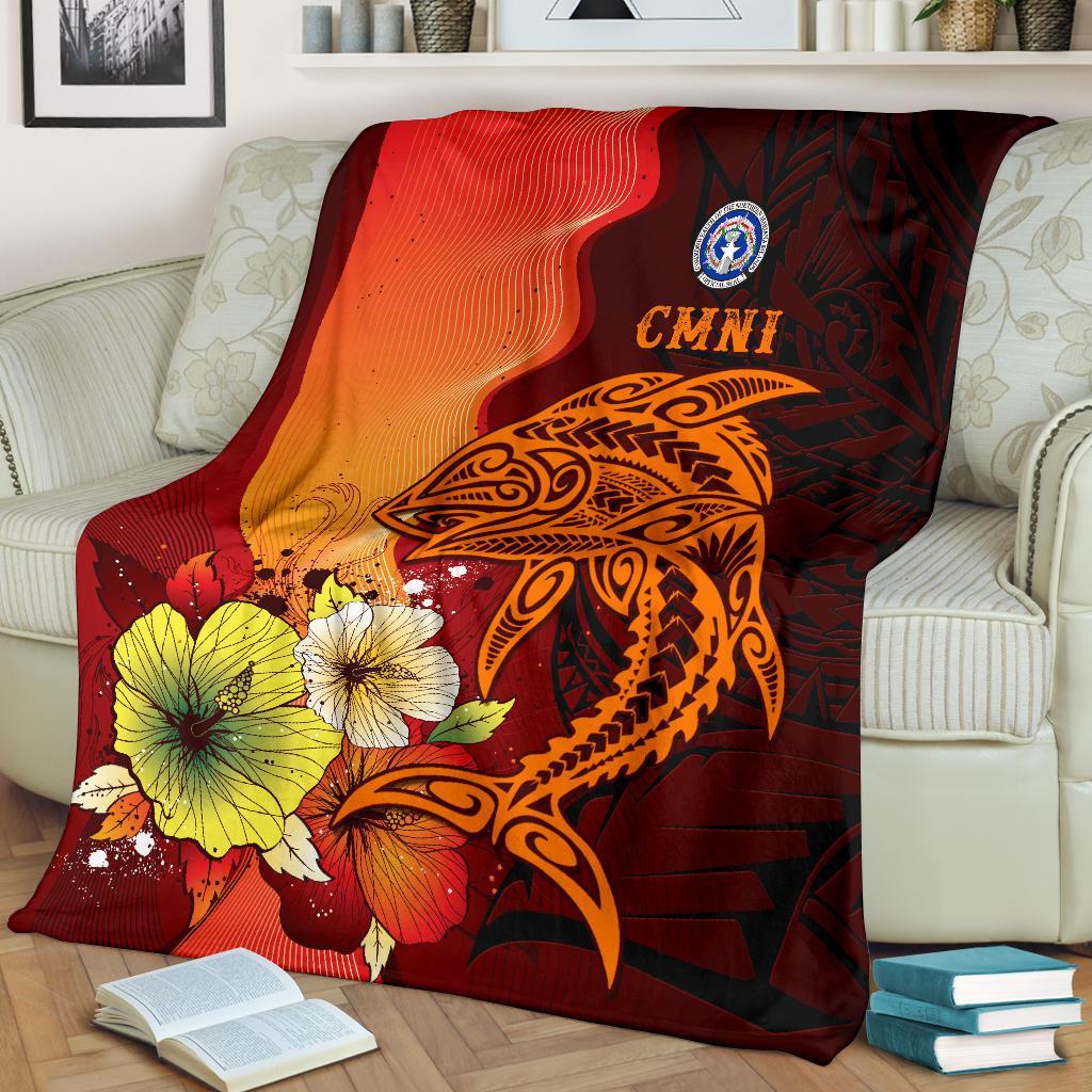 Northern Mariana Islands Premium Blankets - Tribal Tuna Fish White - Polynesian Pride