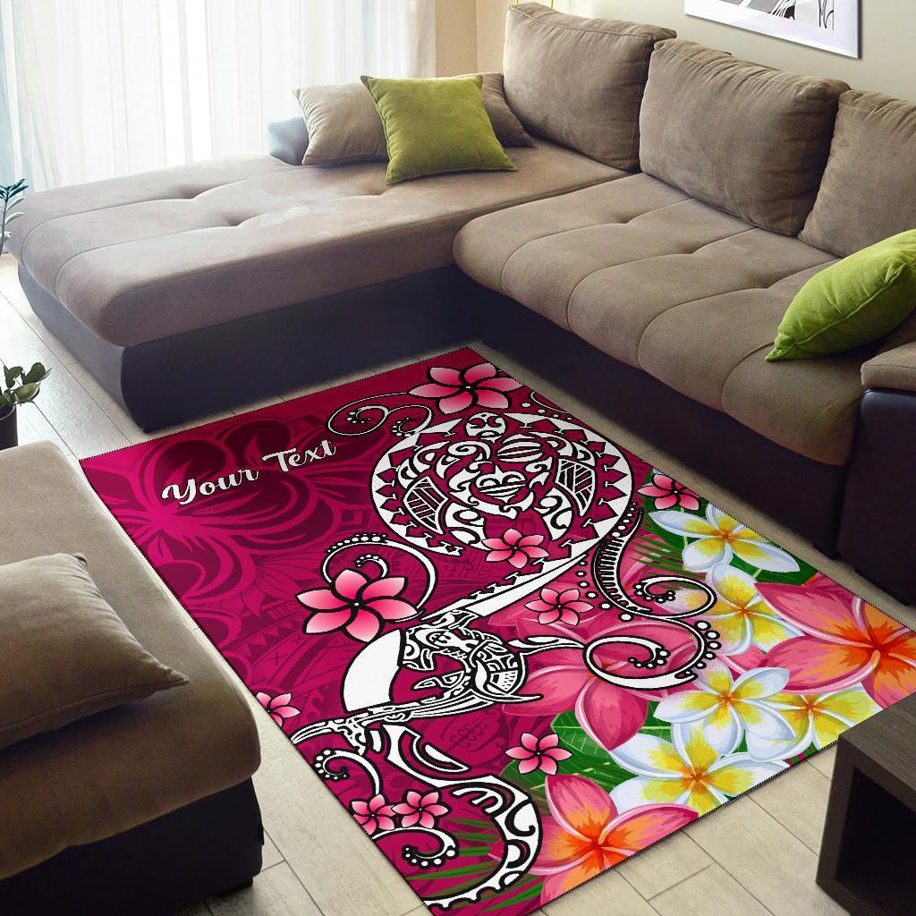 Samoa Custom Personalised Area Rug - Turtle Plumeria (Pink) - Polynesian Pride