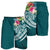 YAP Polynesian Men's shorts - Summer Plumeria (Turquoise) - Polynesian Pride