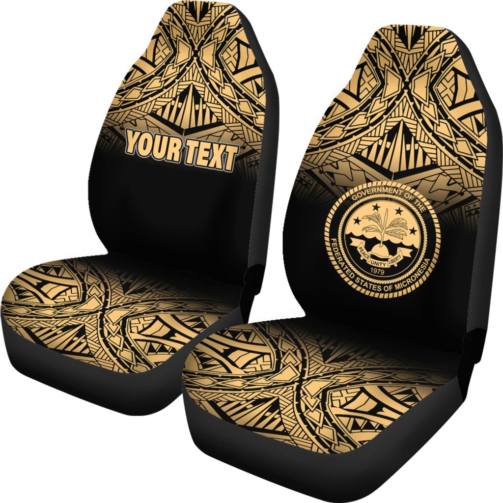 Federated States of Micronesia Car Seat Covers - FSM Seal Polynesian Tattoo Fog Gold - Polynesian Pride