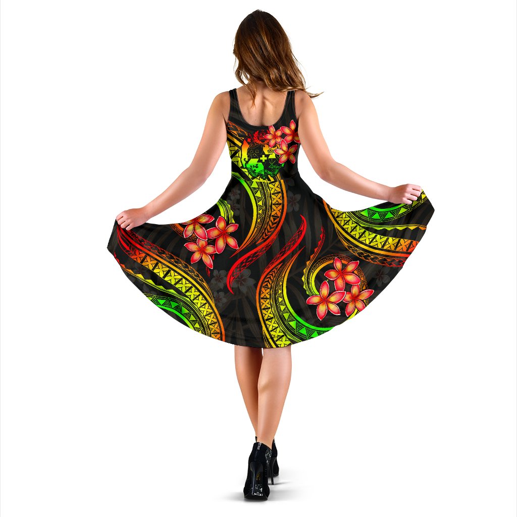 Tonga Polynesian Midi Dress - Reggae Plumeria - Polynesian Pride