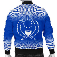 Pohnpei Men's Bomber Jacket - Fog Blue Style - Polynesian Pride
