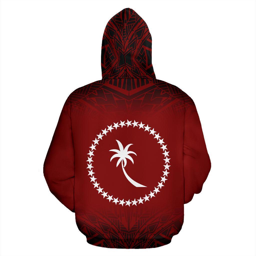 Chuuk All Over Zip up Hoodie Red Fog Style - Polynesian Pride
