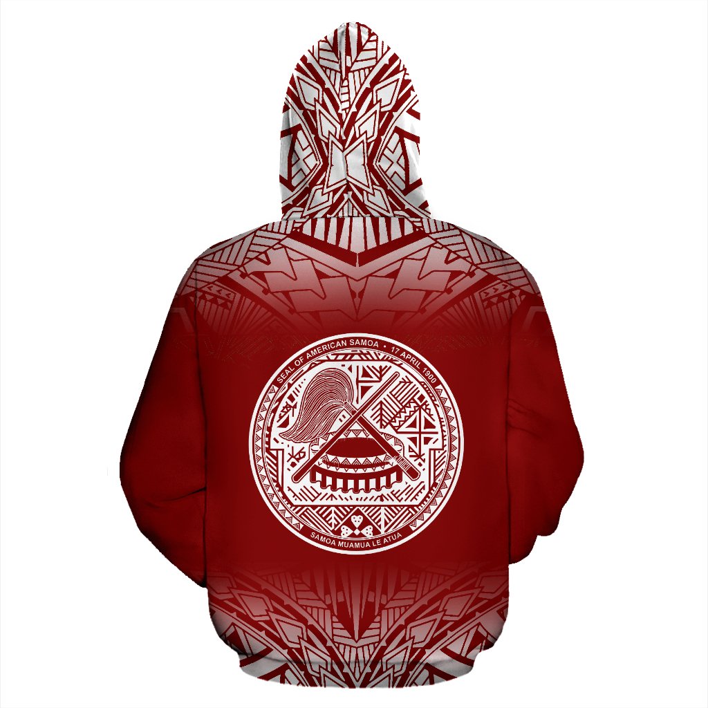 American Samoa Custom All Over Zip up Hoodie Fog Red - Polynesian Pride