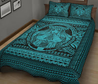 Hawaii Polynesian Pele Mauna Kea Quilt Bed Set Blue - Polynesian Pride