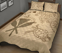 Hawaii Turtle Kanaka Map Beige - Quilt Bed Set AH - Polynesian Pride