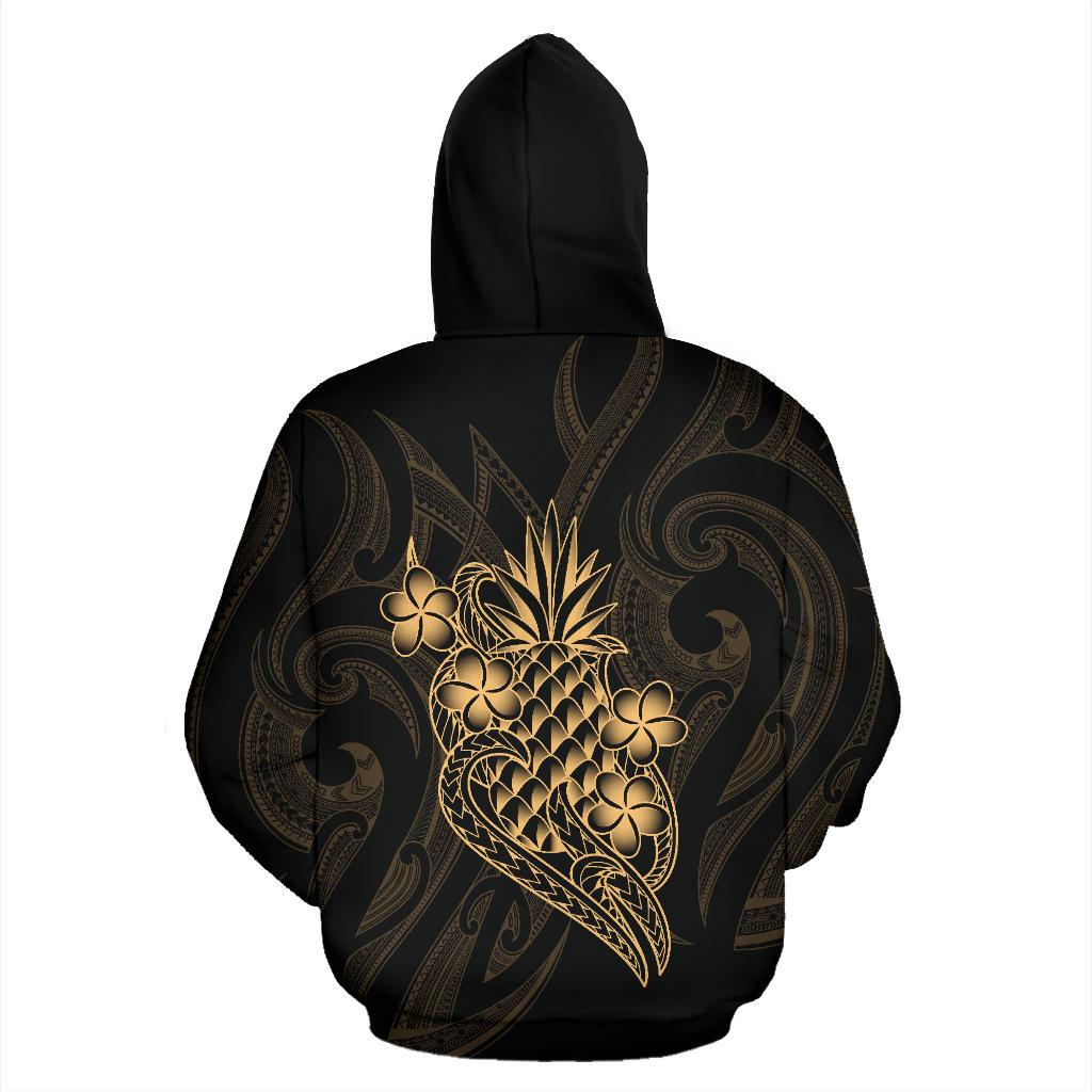 Polynesian All Over Zip up Hoodie Gold Pineapple - Polynesian Pride
