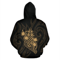 Polynesian All Over Zip up Hoodie Gold Pineapple - Polynesian Pride