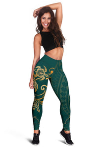 Hawaii Triple Marble Turtle Polynesian Hibiscus Women's Legging - AH - Polynesian Pride