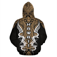 Hawaii Turtle Tribal Golden Hoodie Armor Style - Polynesian Pride