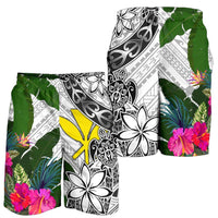 Hawaii Men's Short White - Turtle Plumeria Banana Leaf - Polynesian Pride