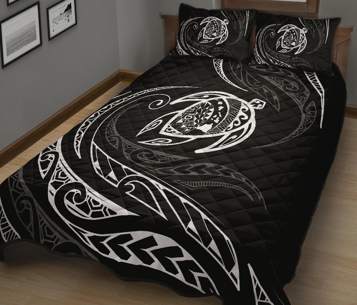 Hawaii Turtle Quilt Bed Set - White - Frida Style - Polynesian Pride