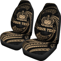 Samoa Polynesian Custom Personalised Car Seat Covers - Gold Tribal Wave - Polynesian Pride