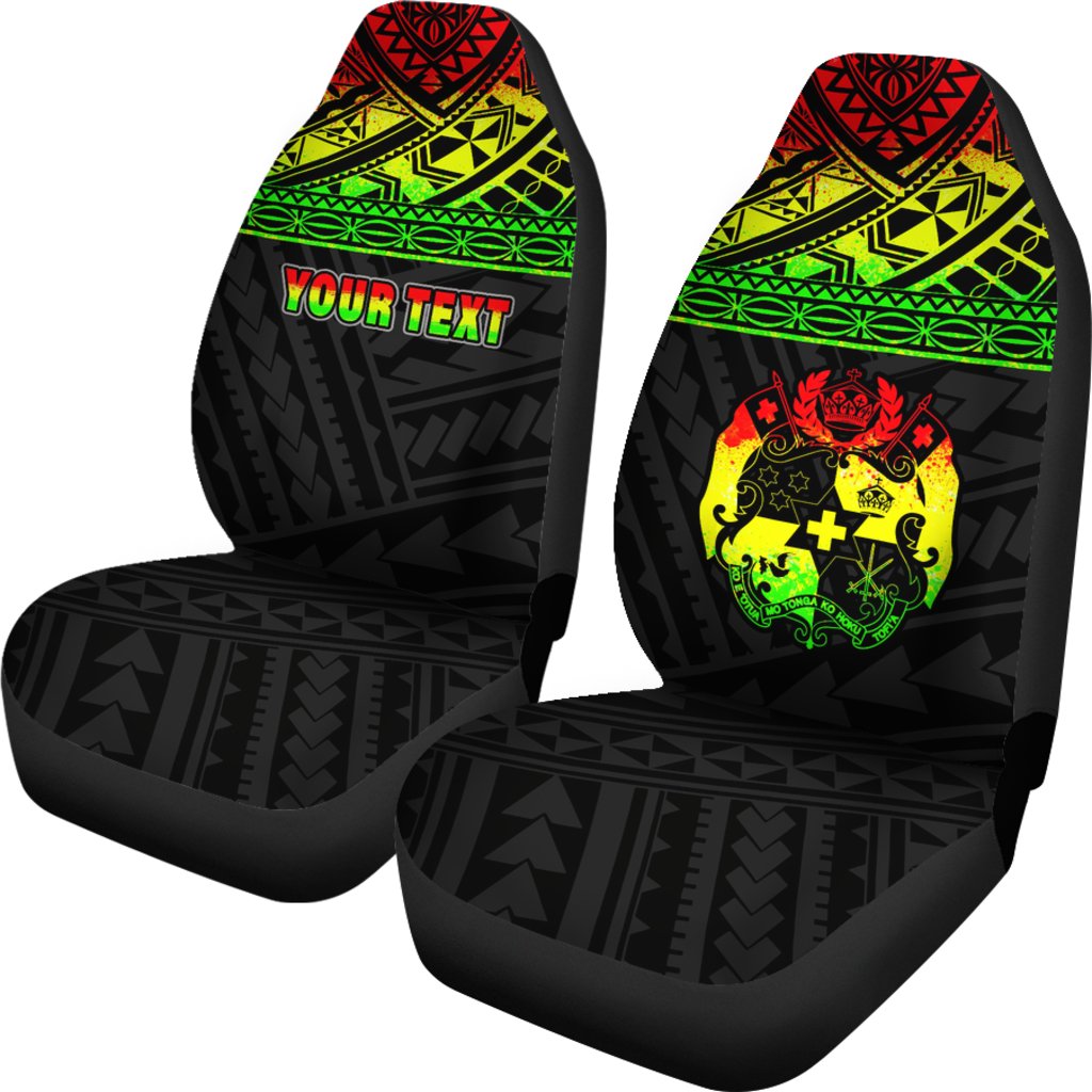 Tonga Custom Personalised Car Seat Covers - Tonga Reggae Coat Of Arms Polynesian Tattoo - Polynesian Pride