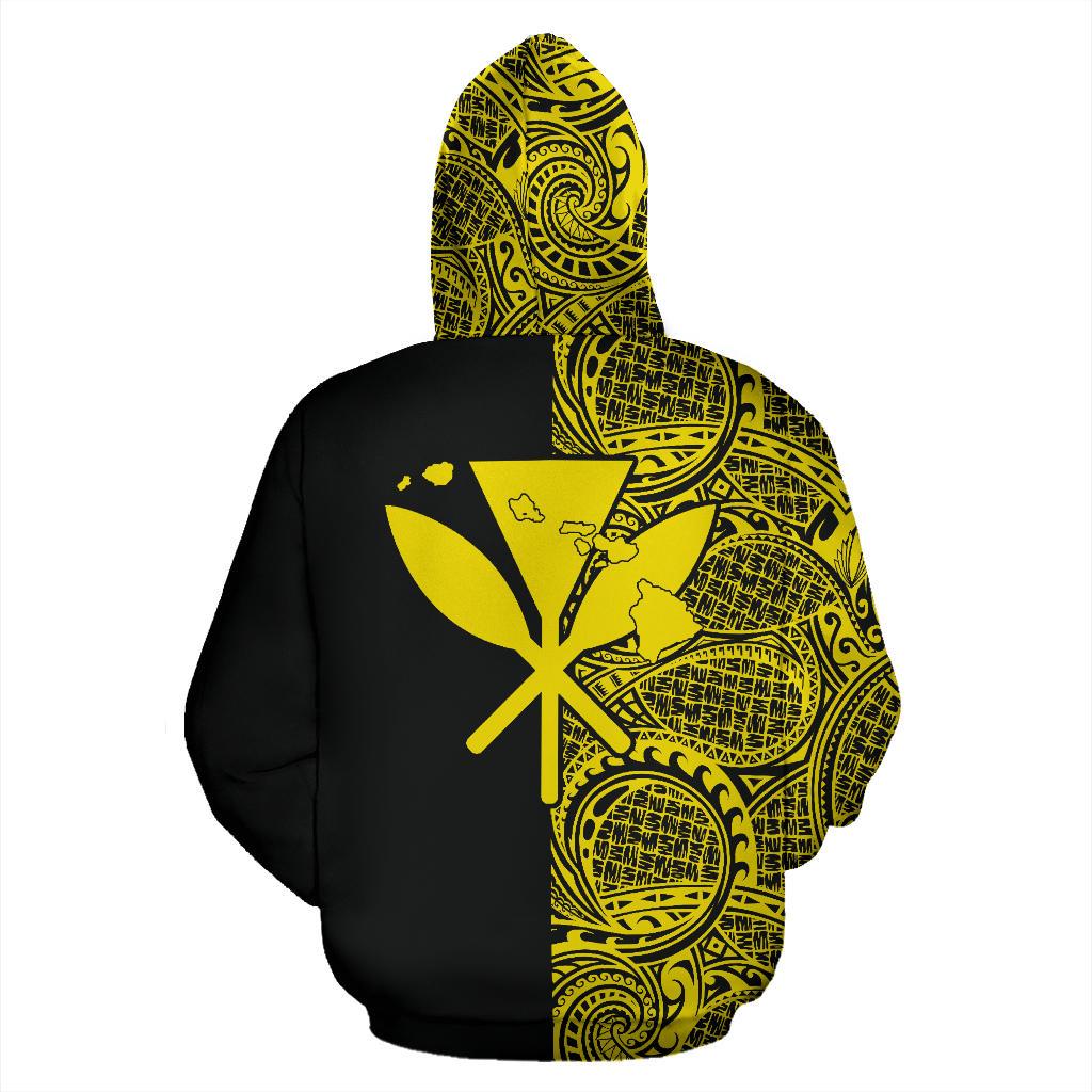 Hawaii Kanaka Polynesian Hoodie The Half Yellow - Polynesian Pride