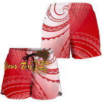 American Samoa Polynesian Custom Personalised Personalized Women's Shorts - Bald Eagle (Red) - Polynesian Pride