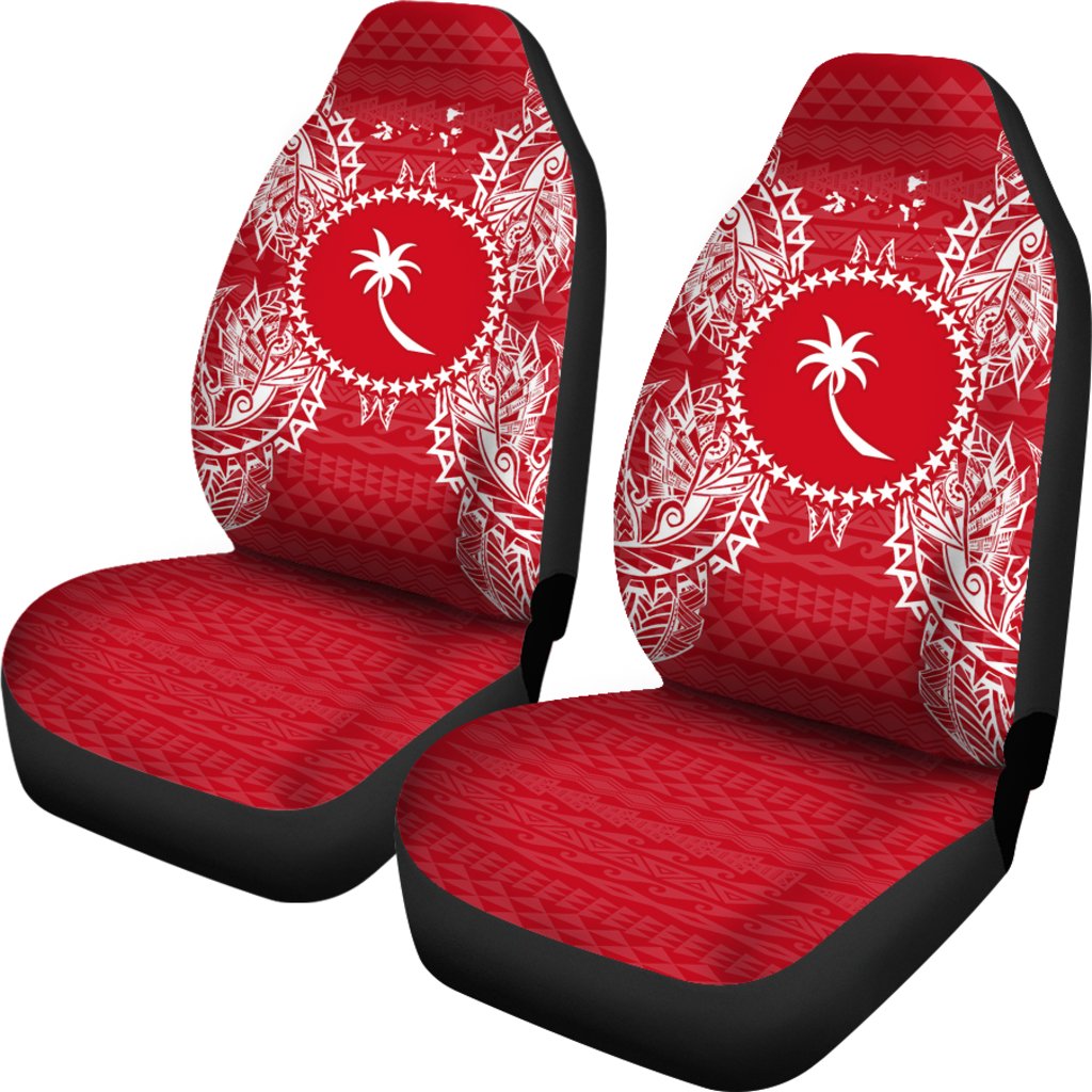 Chuuk Car Seat Cover - Chuuk Flag Map Red White - Polynesian Pride