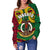 Vanuatu Women'S Off Shoulder Sweater Pig Tusk Polynesian Coat Of Arms - Polynesian Pride