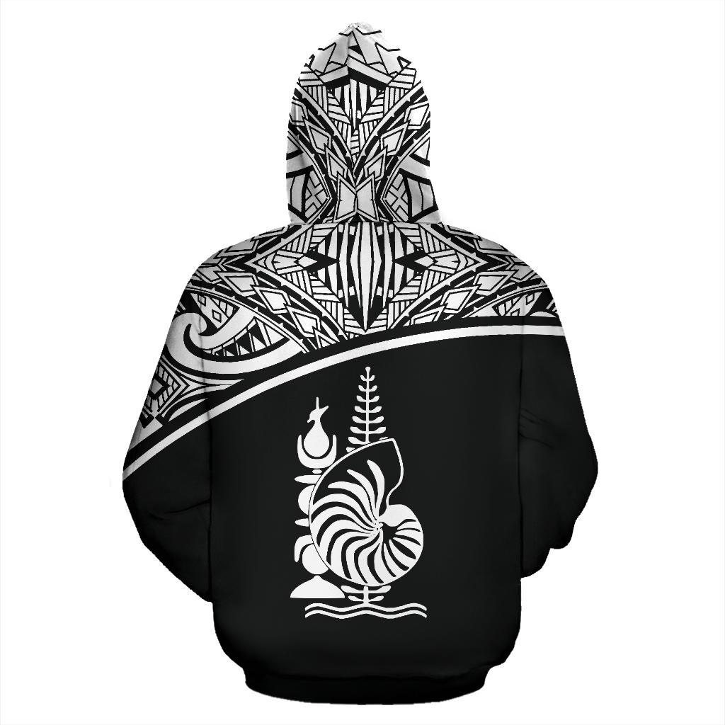 New Caledonia Polynesian All Over Custom Hoodie Black Curve Version - Polynesian Pride