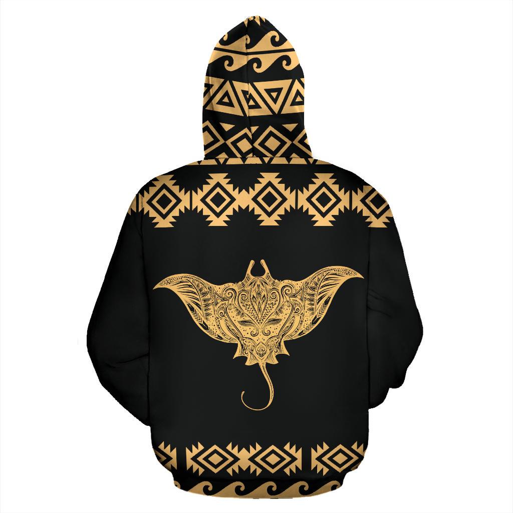 Hawaii All Over Custom Zip up Hoodie Polynesian Mantafish Style - Polynesian Pride