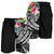 Papua New Guinea Polynesian Men's Shorts - Summer Plumeria (Black) - Polynesian Pride