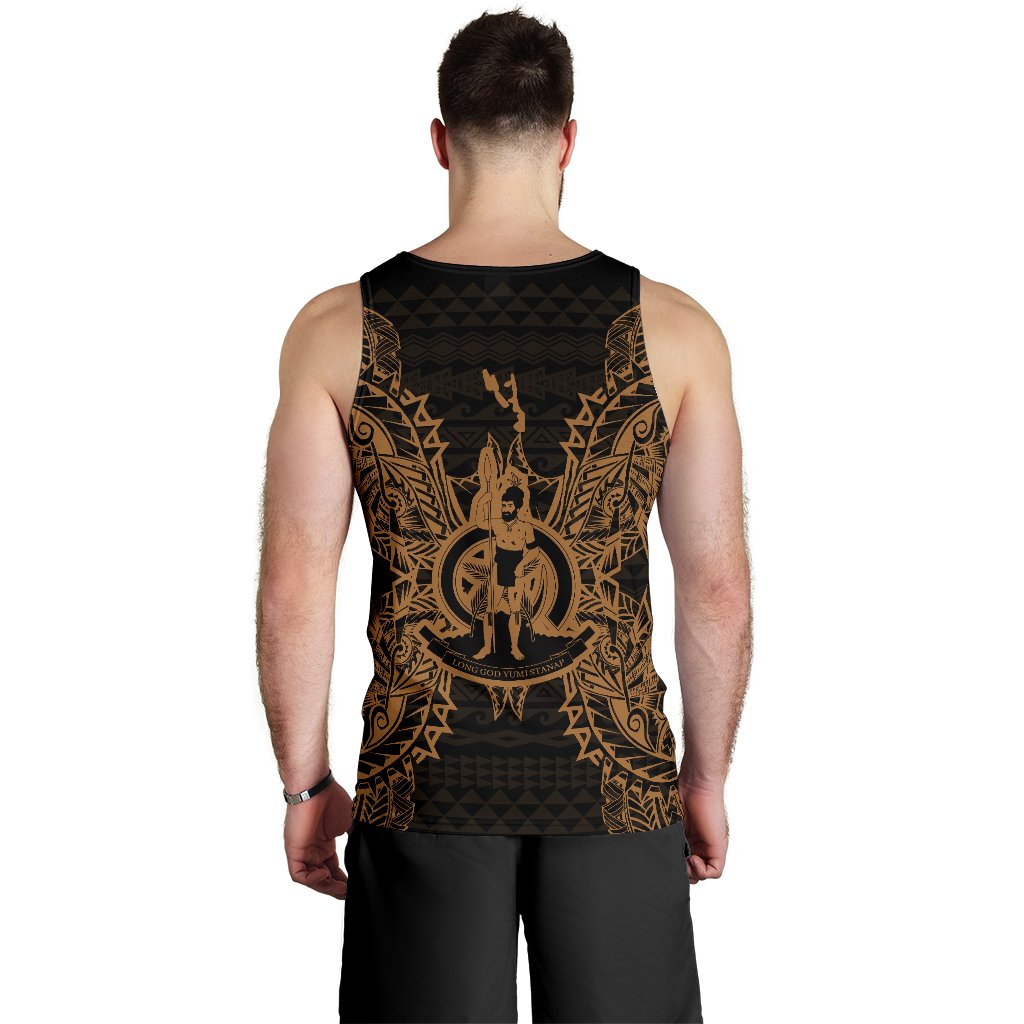 Vanuatu Polynesian Men Tank Top Map Gold - Polynesian Pride