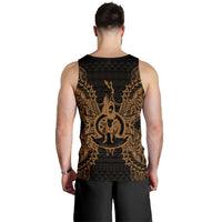 Vanuatu Polynesian Men Tank Top Map Gold - Polynesian Pride