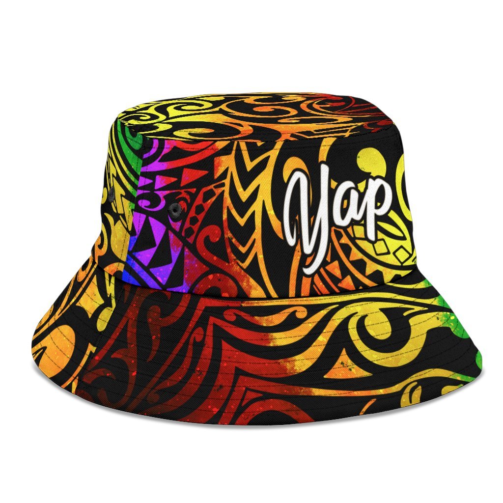 Yap Bucket Hat - Rainbow Polynesian Pattern - Polynesian Pride