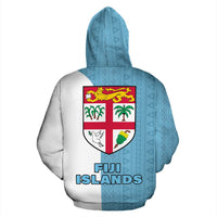 Fiji Islands All Over Zip up Hoodie Shoulder Style - Polynesian Pride